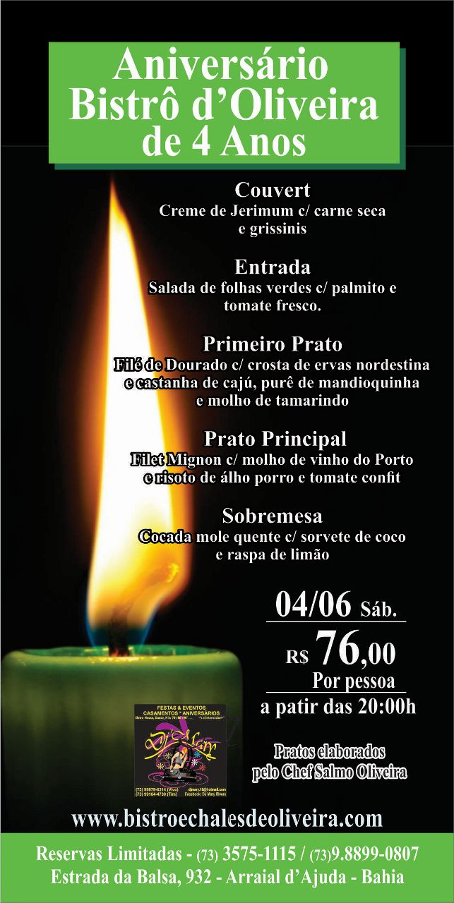 Cartaz   Bistr d'Oliveira - Estrada da Balsa, 932, Sábado 4 de Junho de 2016