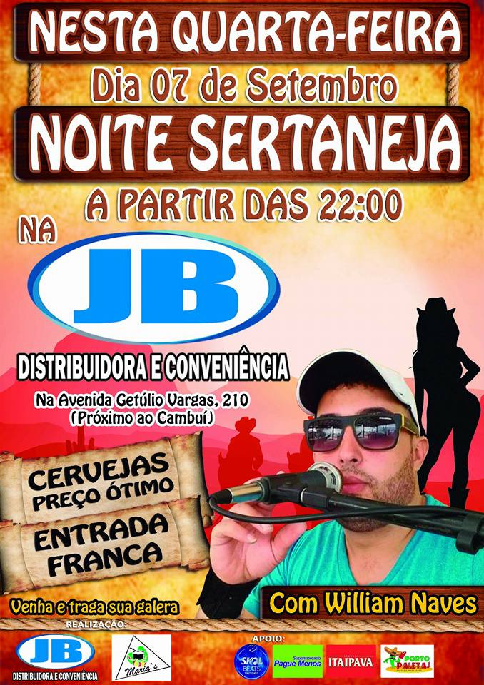 Cartaz   JB Distribuidora e Convenincia - Av. Gtulio Vargas, 210, Quarta-feira 7 de Setembro de 2016
