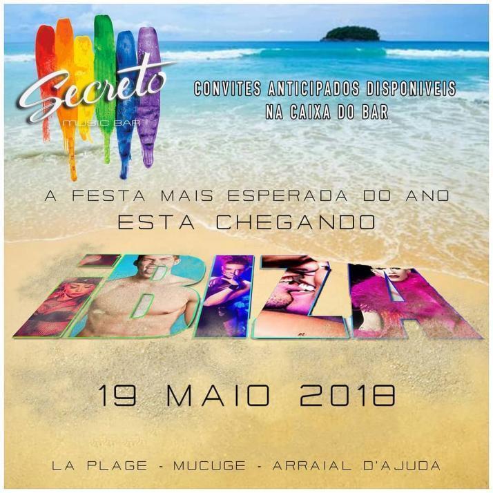 Cartaz   La Plage Beach Club - praia do Mucug, Sábado 19 de Maio de 2018