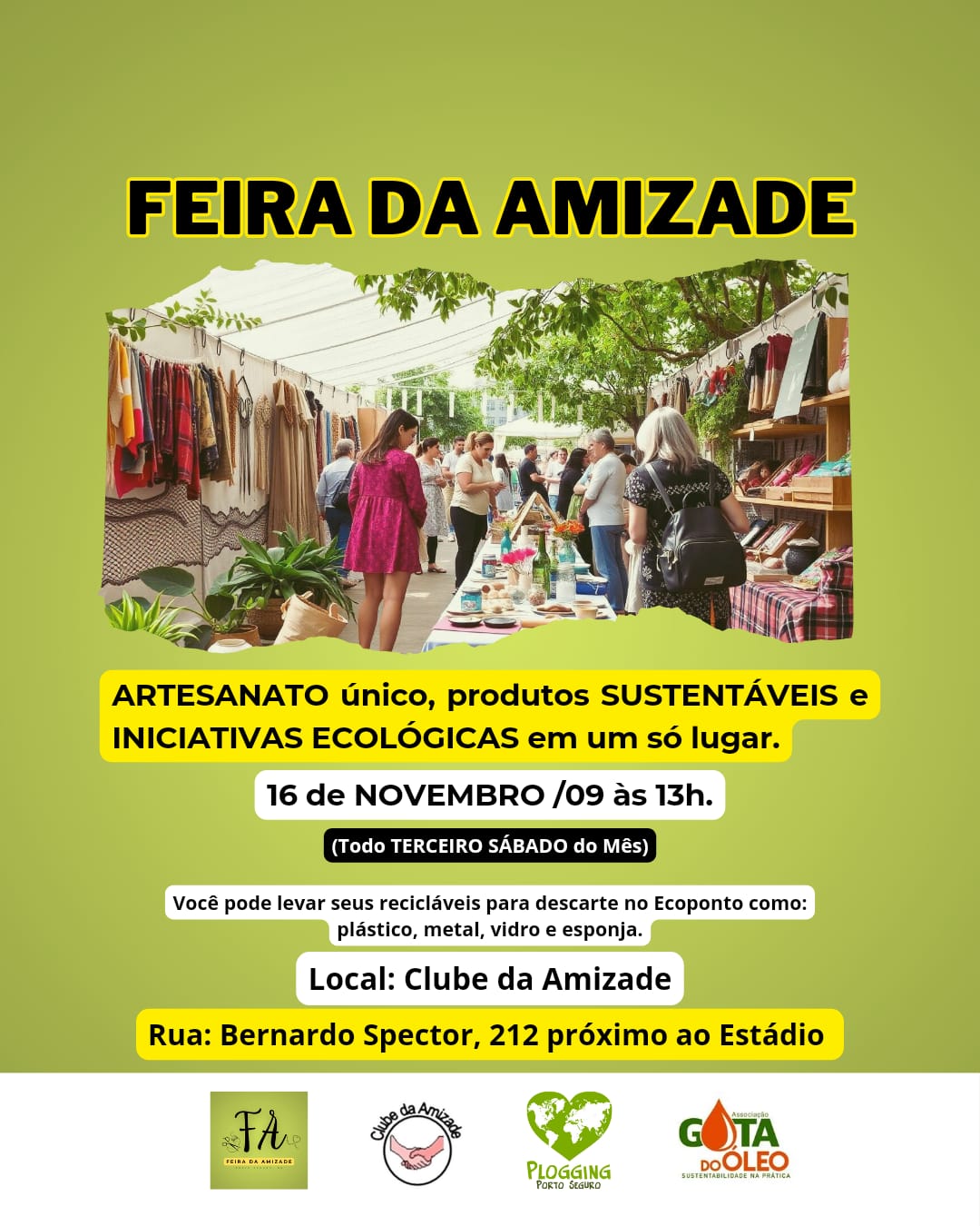 Cartaz   Clube da Amizade - Rua Bernardo Spector, 100, Sábado 16 de Novembro de 2024