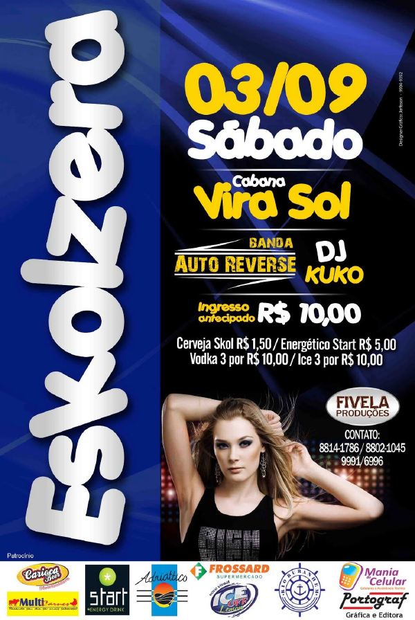 Cartaz   Cabana de Praia Vira Sol - Orla norte, praia de taperapuan, Sábado 3 de Setembro de 2011