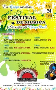 Cartaz   Clube do Sushi - Estrada do Mucug, Shopping d'Ajuda Loja 25, Sábado 24 de Março de 2012