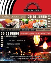 Cartaz   Clube do Sushi - Shopping d'Ajuda, Estrada do Mucug, Sexta-feira 29 de Junho de 2012