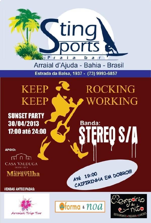 Cartaz   Sting Sports Praia Bar - Estrada da Balsa, 1937, Terça-feira 30 de Abril de 2013