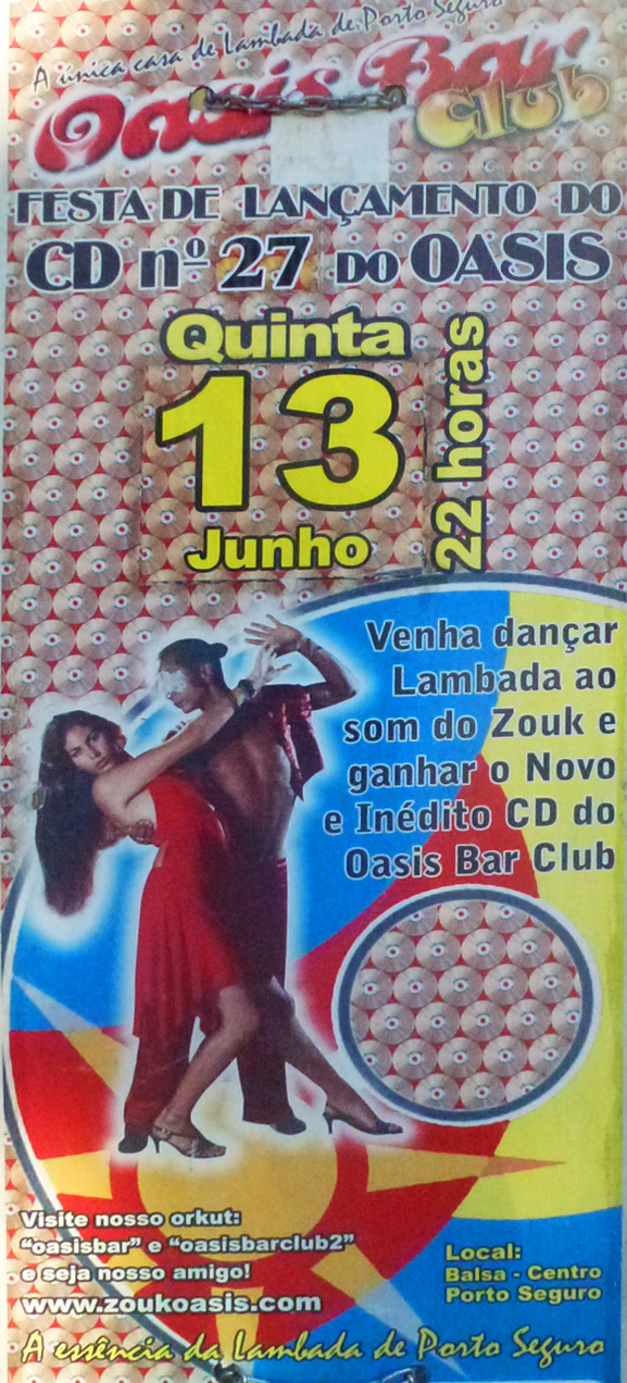 Cartaz   Oasis Bar Club - Balsa, Quinta-feira 13 de Junho de 2013