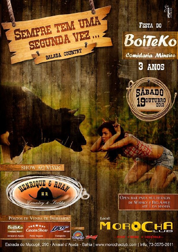 Cartaz   Morocha Club - Estrada do Mucug, 290, Sábado 19 de Outubro de 2013