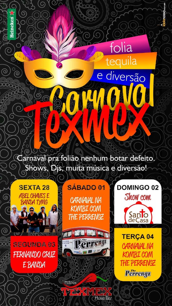 Cartaz   Milloca TexMex Music Bar - Rua du Mucug, 250, Segunda-feira 3 de Março de 2014