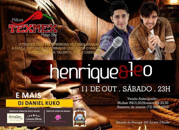 Cartaz   Milloca TexMex Music Bar - Rua du Mucug, 250, Sábado 11 de Outubro de 2014