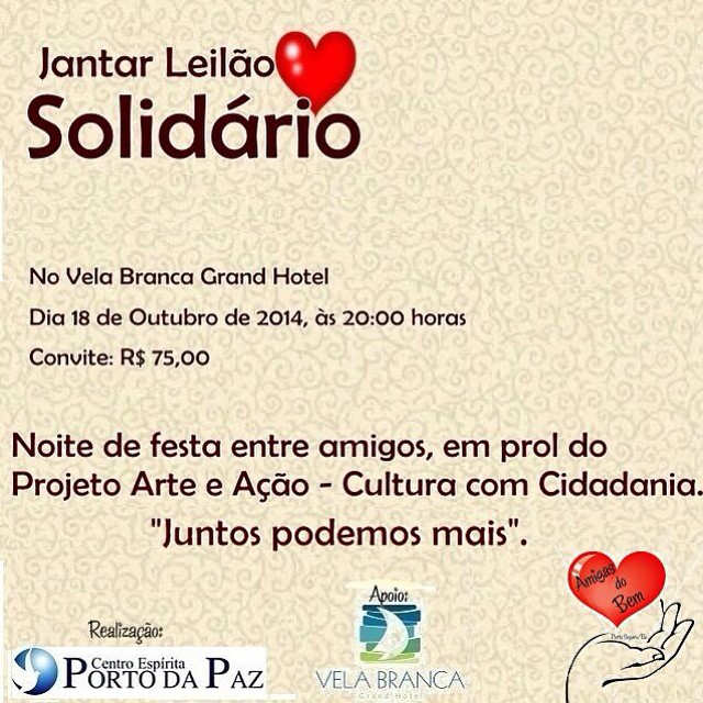 Cartaz   Hotel Vela Branca - Rua Dr Antnio Ricaldi, 177 - Cidade Histrica, Sábado 18 de Outubro de 2014