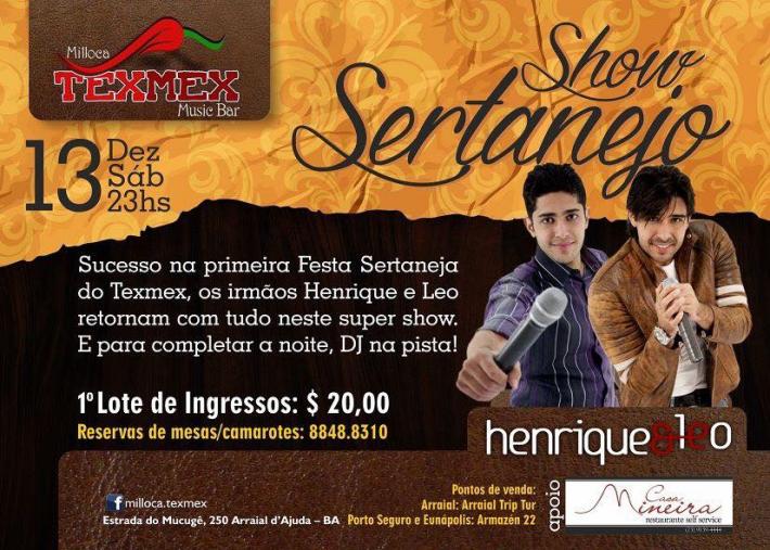 Cartaz   Milloca TexMex Music Bar - Rua du Mucug, 250, Sábado 13 de Dezembro de 2014