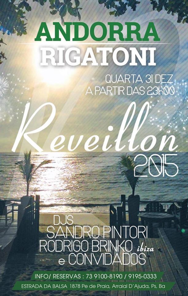 Cartaz   Andorra Rigatoni - Estrada da Balsa 1878, praia de Araaipe, Quarta-feira 31 de Dezembro de 2014