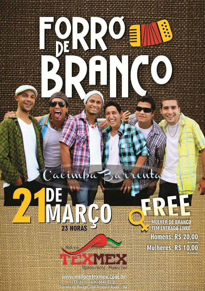Cartaz   Milloca TexMex Music Bar - Rua du Mucug, 250, Sábado 21 de Março de 2015