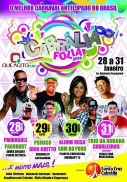 panfleto Cabrlia Folia 2016 - Alienne Rosa & Som do Povo + Bloco Campinho