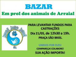 panfleto Bazar em prol dos animais de Arraial