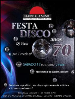 panfleto Festa Disco Anos 70