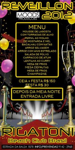 panfleto Reveillon Rigatoni 2012
