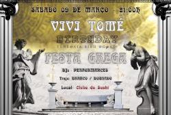 panfleto Niver da Vivi Tom - Festa Grega