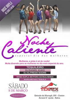 panfleto Festa das mulheres - Noite Caliente