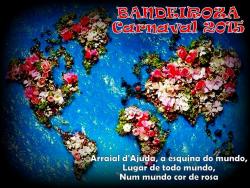 panfleto BANDEIROZA 2015 - Arraial d'Ajuda, a Esquina do Mundo, Lugar de Todo Mundo, num Mundo Cor de Rosa