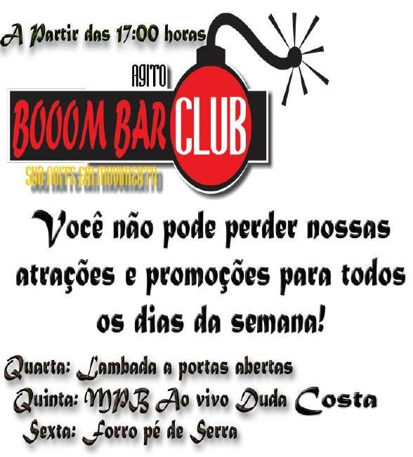 Cartaz  - Booom Bar - Rua 2 Julho, 233, Quarta-feira 9 de Novembro de 2011