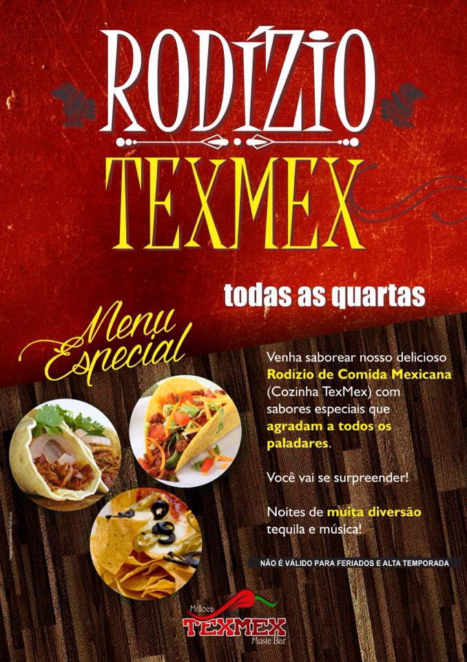 Cartaz  - Milloca TexMex Music Bar - Rua du Mucug, 250, Quarta-feira 4 de Março de 2015